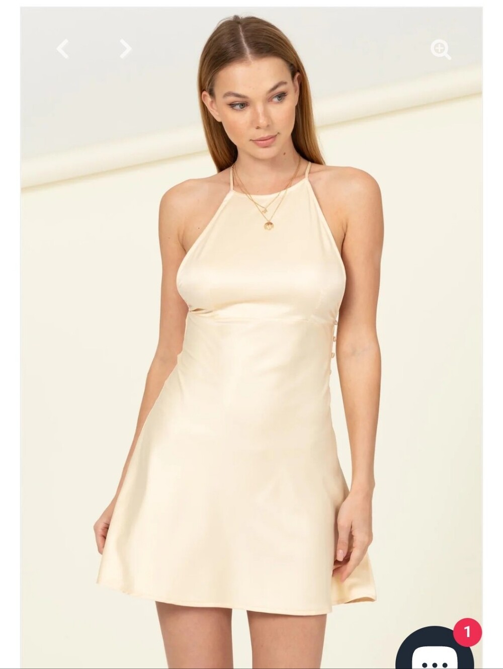 Satin Vanilla Coconut Girl Halter Mini Dress Cream Y2K Whimsigoth Pastel Goth